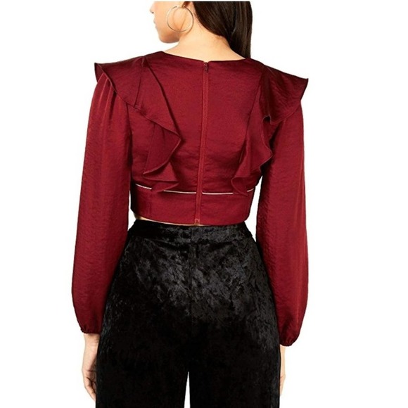 Leyden Women XL Plunging Ruffle V Neck Crop Top - Picture 2 of 2